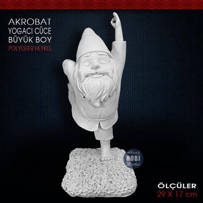 Yogacı Akrobat Cüce Heykeli (29x17 cm) Ham Polyester - 2