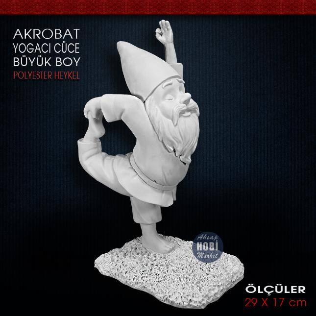 Yogacı Akrobat Cüce Heykeli (29x17 cm) Ham Polyester - 1