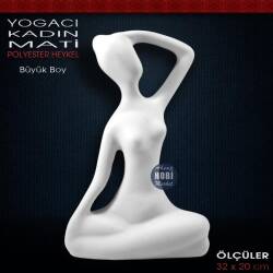 Yogacı Kadın Heykeli Mati Büyük (32x20 cm) Ham Polyester - Tual Hobi Sanat