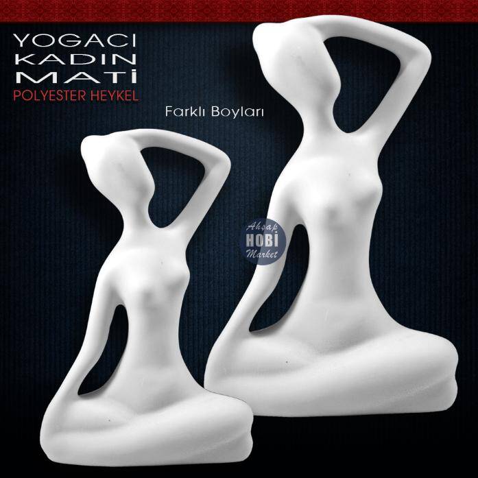 Yogacı Kadın Heykeli Mati Büyük (32x20 cm) Ham Polyester - 2