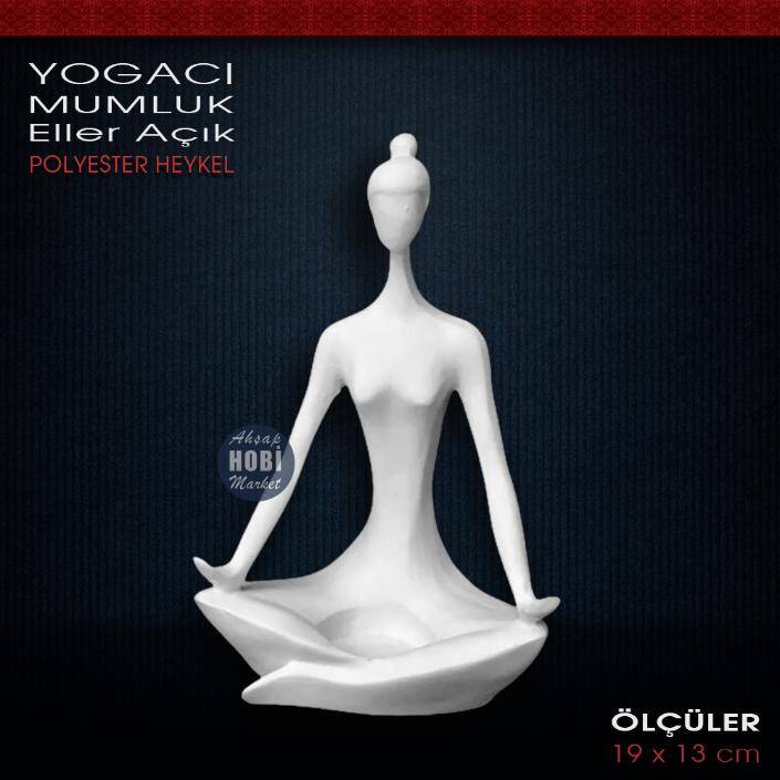 Yogacı Kadın Mumluk Biblo Eller Açık (19x13cm) Tea Light - 1