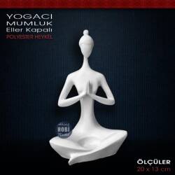 Yogacı Kadın Mumluk Biblo Eller Kapalı (20x13cm) Tea Light - Tual Hobi Sanat