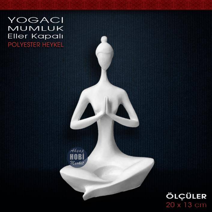 Yogacı Kadın Mumluk Biblo Eller Kapalı (20x13cm) Tea Light - 1