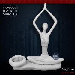 Yogacı Kadın Tealight Mumluk 2025 (22x21 cm) Ham Polyester - Tual Hobi Sanat