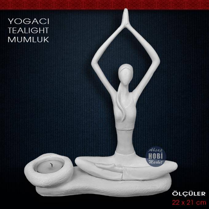 Yogacı Kadın Tealight Mumluk 2025 (22x21 cm) Ham Polyester - 1