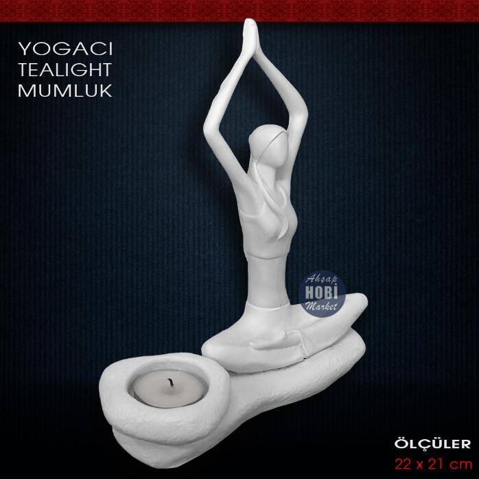 Yogacı Kadın Tealight Mumluk 2025 (22x21 cm) Ham Polyester - 2