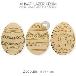 Yumurta Figürleri Seti (3 Parça) Doğal Ahşap - Tual Hobi Craft İst (1)