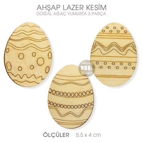 Yumurta Figürleri Seti (3 Parça) Doğal Ahşap - 1