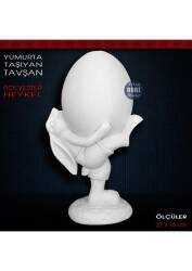 Yumurta Taşıyan Tavşan Biblo (27x16 cm) Ham Polyester - Tual Hobi Sanat