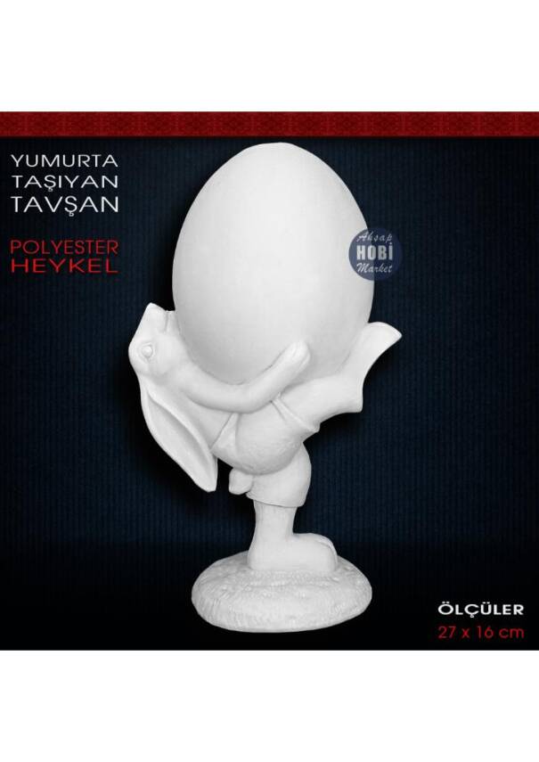 Yumurta Taşıyan Tavşan Biblo (27x16 cm) Ham Polyester - 1