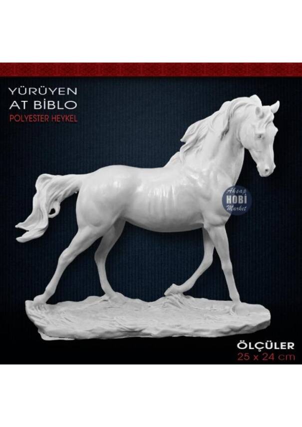 Yürüyen At Biblo Heykeli (25x24 cm) Ham Polyester - 1