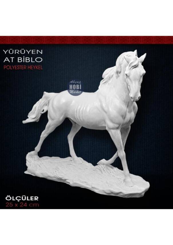 Yürüyen At Biblo Heykeli (25x24 cm) Ham Polyester - 2