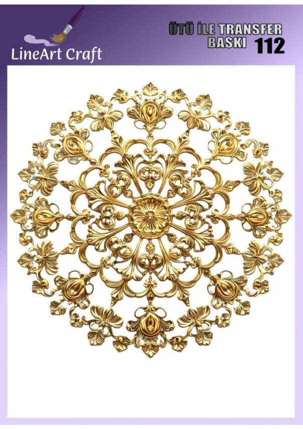 Yuvarlak Gold Desenli Kumaş Transfer Kağıdı LNT-K112 (20x20 cm) - 1