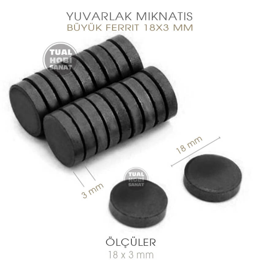 Yuvarlak Mıknatıs Büyük Boy Ferrit 18x3 mm 100 adet - 2