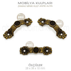 Zamak Mini Mobilya Kulpu (28x38x10 mm) Antik Altın - 4
