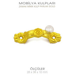 Zamak Mini Mobilya Kulpu (28x38x10 mm) Parlak Gold - Tual Hobi Sanat (1)