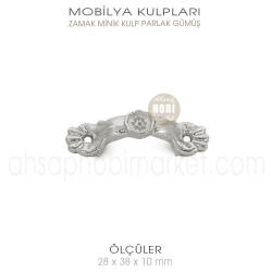 Zamak Mini Mobilya Kulpu (28x38x10 mm) Parlak Gümüş - Tual Hobi Sanat (1)