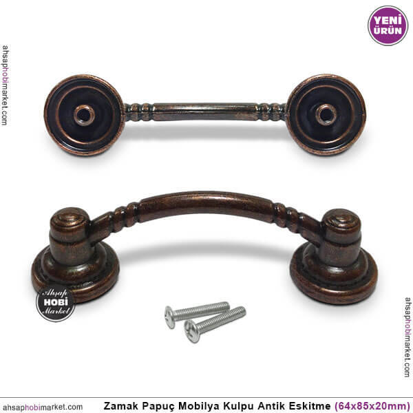 Zamak Papuç Kulp Antik Eskitme (64x85x20 mm) - 2