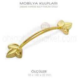 Zamak Yaprak Kulp Parlak Gold (96x140x32 mm) - Tual Hobi Sanat
