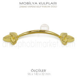 Zamak Yaprak Kulp Parlak Gold (96x140x32 mm) - Tual Hobi Sanat (1)