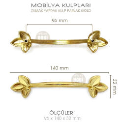 Zamak Yaprak Kulp Parlak Gold (96x140x32 mm) - 3