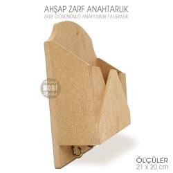 Zarf Görünümlü Anahtarlık Faturalık (21x20 cm) Ham Ahşap - Tual Hobi Craft İst (1)