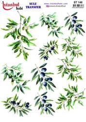 Zeytin Dalı Desenli Sulu Transfer Kağıdı STI-148 - Tual Hobi Craft İst