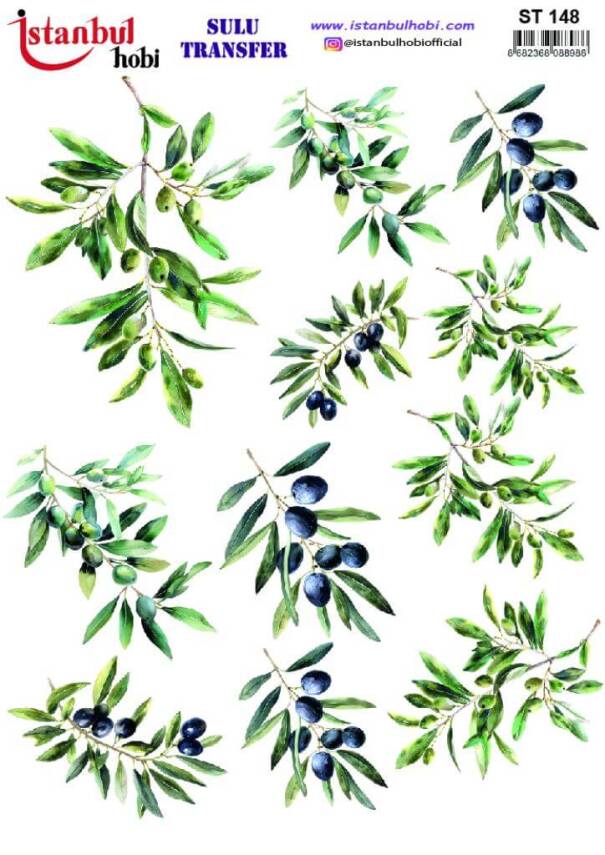 Zeytin Dalı Desenli Sulu Transfer Kağıdı STI-148 - 1