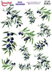 Zeytin Dalı Desenli Sulu Transfer Kağıdı STI-149 - Tual Hobi Craft İst