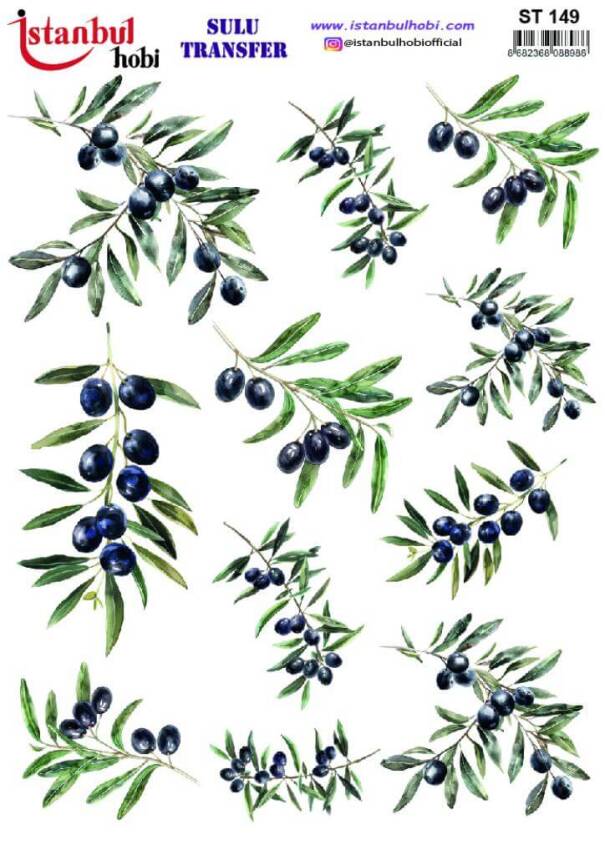 Zeytin Dalı Desenli Sulu Transfer Kağıdı STI-149 - 1