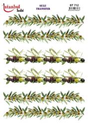 Zeytin Dalı Desenli Sulu Transfer Kağıdı STI-712 - Tual Hobi Craft İst