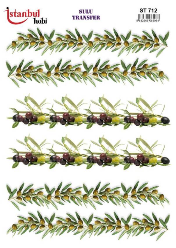 Zeytin Dalı Desenli Sulu Transfer Kağıdı STI-712 - 1