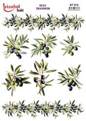 Zeytin Dalı Fiyonk Desenli Sulu Transfer Kağıdı STI-914 - Tual Hobi Craft İst