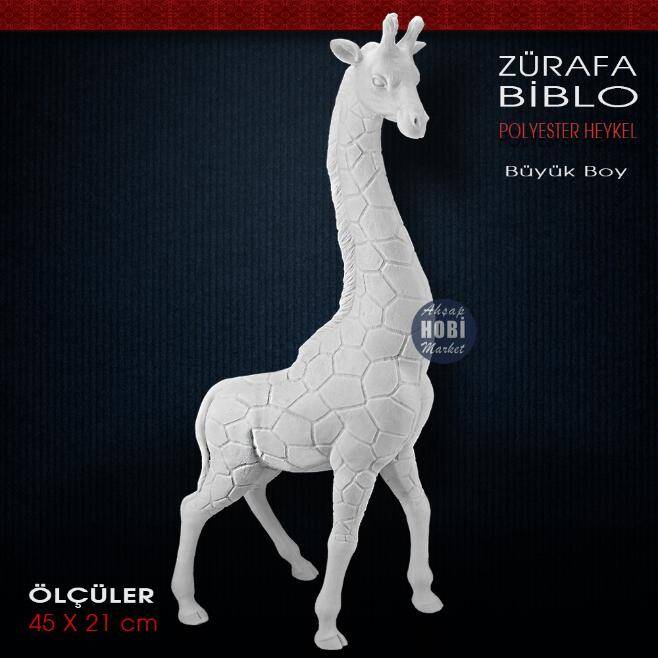 Zürafa Biblo Heykeli Büyük (45x21 cm) Ham Polyester - 1