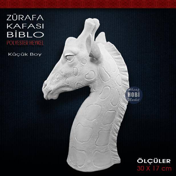 Zürafa Kafası Heykeli Küçük Boy (30x17 cm) Ham Polyester - 1